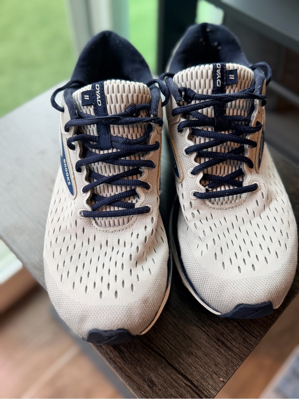 Brooks Neutral Running Shoes in Cream and Navy